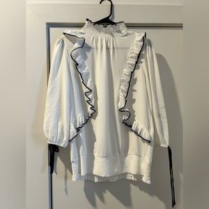 “Black and White Ruffle Blouse”